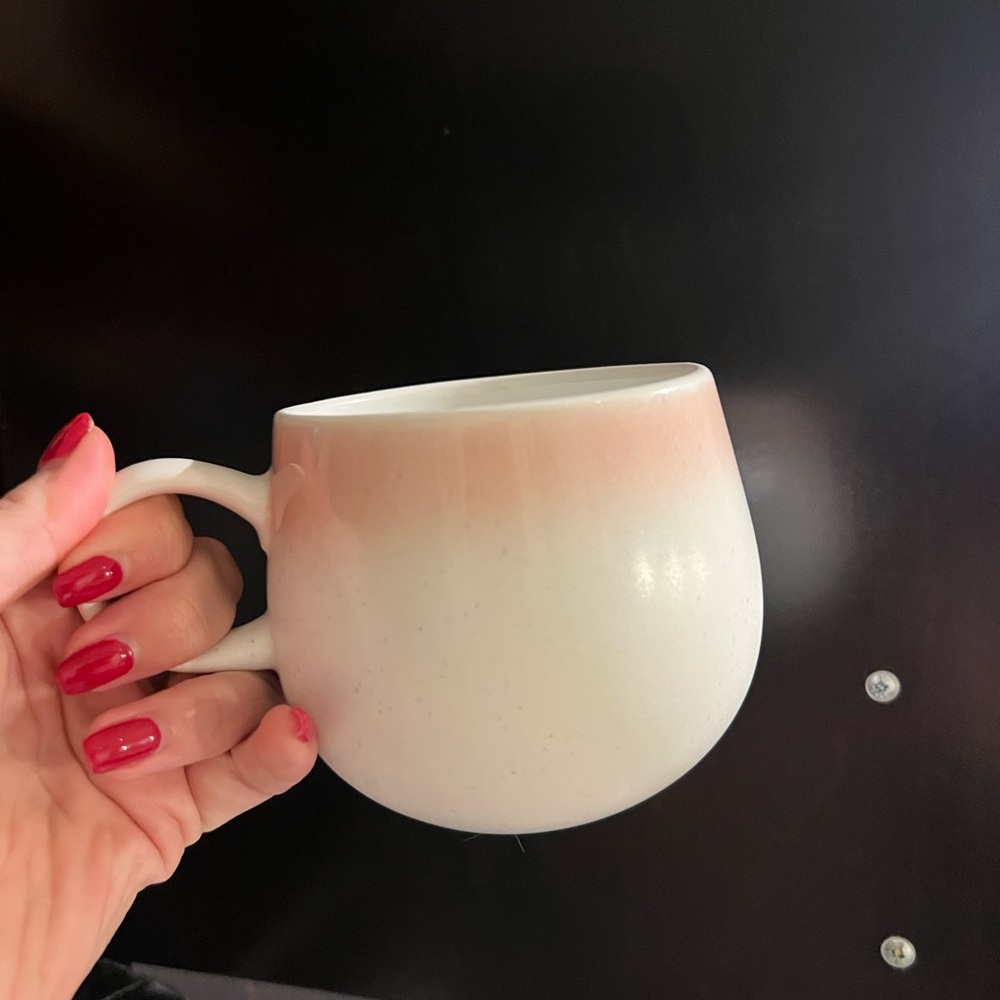 Elegant White and Pink Ceramic Mug